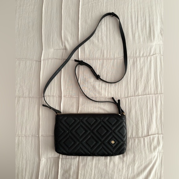 Tory Burch Kira Chevron Slim Crossbody Bag – Black Quilted Leather - Picture 10 of 10